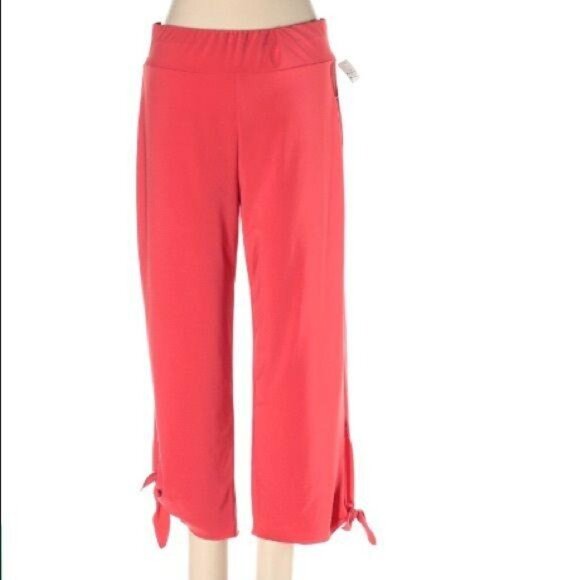 Lana Lee Women's Small Capri Pants Active Peach #590-9201 Jersey Knit Tie Hem - Picture 2 of 5